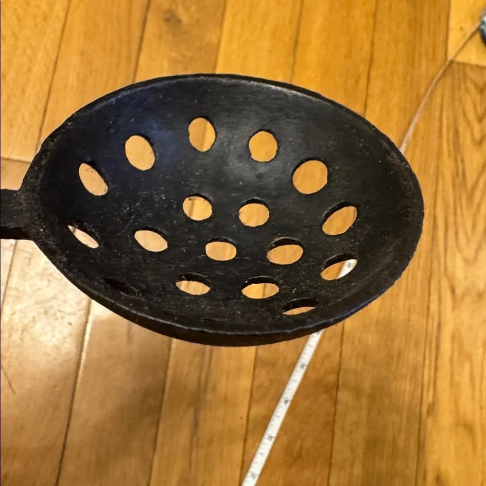 Vintage Cast Iron Skimmer Ladle Slotted Spoon Rustic Farmhouse Cottagecore